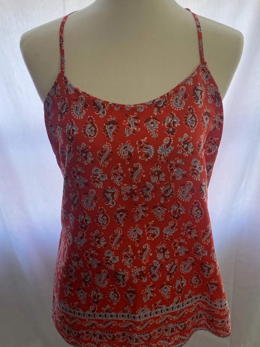 J. Crew Red Paisley Spaghetti Strap Camisole
